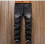 European American Style mens jeans luxury brand men denim trousers Slim Straight Fake Zippers black DJ singer jeans pants 17008