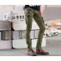 European American Style 2018 fashion brand luxury Men's casual denim trousers Straight slim Patches pop army green jeans for men
