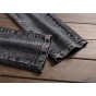 European American style Men's casual jeans Pants denim trousers jeans grey luxury Patches Straight hole Slim jeans for men