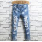 2018 European American Style fashion brand Men jeans luxury slim denim trousers hole mens zipper jeans pants hole Straight jeans