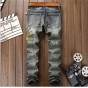 Fashion European American style mens slim jeans straight hole print jeans luxury brand embroidered Cobra blue men trousers jeans