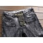 European American style Men's casual jeans Pants luxury Pleated Camouflage patchwork Straight grey casual zipper jeans for men