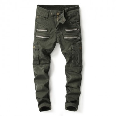 European American style Men's jeans fashion  brand casual denim trousers jeans army green luxury Slim Straight jeans  men
