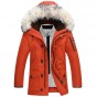 Brother Wang Brand 2017 Winter New Men's Down Jacket Fashion Casual Hooded Thick Warm Long Coat Fur Collar Jacket
