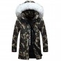 2017 new winter jacket Men's fashion camouflage pattern Long Jacket Thickening casual hooded fur collar white duck down coats