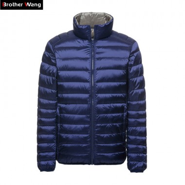 Brother Wang Brand 2017 Winter New Men's Down Jacket Light Down Men Fashion Casual Sided Wear White Duck Down Warm Coat Male