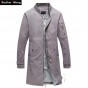Men 's casual long jacket 2017 new Men fashion windbreaker Cotton Stand up collar Slim coat Brand men's clothing