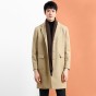 Brother Wang Brand 2017 Autumn Winter New Men Slim Long Woolen Jacket Fashion Casual Business ArmyGreen Overcoat Coat Male