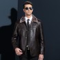 2017 Winter New Men's Long Leather Jacket Business Casual Fur Collar Warm Faux Leather Coat Male Brand Clothes