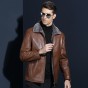 2017 Winter New Men's Leather Jacket Casual Business Fur Collar Motorcycle Leather Jacket Warm Coat Male Brand Clothes