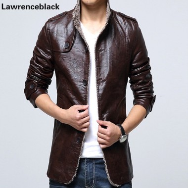 Leather Jacket Men Winter Plus Thick Moto Men's PU Jackets Casual Slim Fit Coats Brand Luxury Fashion Rock Leather Jacket 647