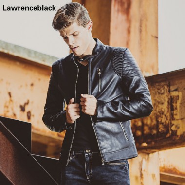 Lawrenceblack Moto Vintage Mens Jackets Coat Motorcycle PU Male Leather Jacket Men New Casual Slim Fit lether Bomber Jackets 816