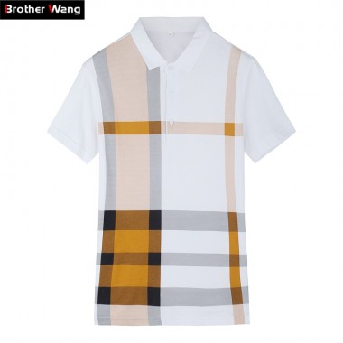 2018 New Summer Men's Casual POLO Shirt Fashion Business Plaid Short Sleeve Polo Shirt Tops Blouse Brand Clothes