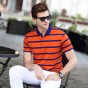 Brother Wang Brand 2018 Spring Summer New Men's Short Sleeve Polo Shirt Business Casual Cotton Stripe POLO Shirt Tops
