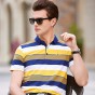 Brother Wang Brands 2018 New Summer Men's Casual POLO Shirt Business Fashion Embroidery Striped Short-sleeved Polo Tops Male