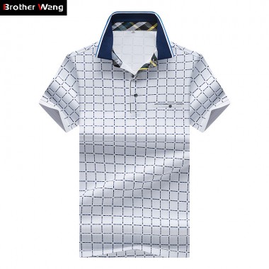2018 Summer New Men's Brand Polo Shirt Fashion Casual Lattice Printing Short Sleeve POLO Shirt Men's Clothing