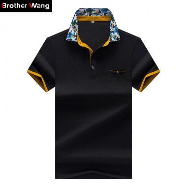 Polo Shirt 2018 Summer New Men's Business Casual Short-sleeved POLO Shirt High Quality Floral Hit Color Brand Men's Clothing