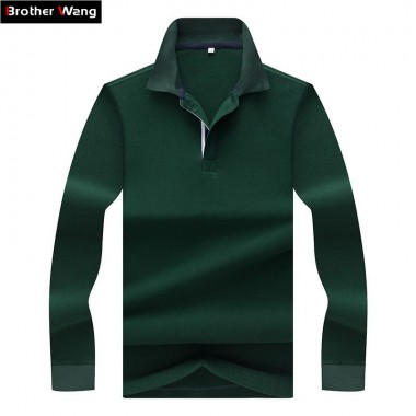 Brother Wang Brand 2018 New Men's Long-sleeved Solid Color Polo Shirt Fashion Business Casual Cotton POLO Shirt Tops