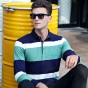 Brother Wang Brand 2018 Spring New Men's Striped POLO Shirt Business Casual Casual Cotton Long-sleeved Polo Shirt