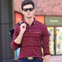 Brother Wang 2018 Spring New Men's Polo Shirt Business Casual Fashion Brand Long Sleeve Stripe Polo Shirt Straight Tops