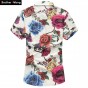 2017 summer new men floral pattern shirt Large size male Fashion Casual Print Short Sleeve Shirt Brand men's clothing 6XL 7XL