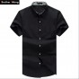 Men Shirt Plus Size Business Casual Short Sleeve Shirt Summer Thin 5XL 6XL 7XL 8XL Brand Male Solid Color Shirt Black White Navy
