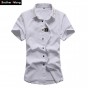 2017 Men's Shirt Solid Color Slim Embroidery Lapel Business Casual Shirt Summer Thin Short Sleeve Large Size Shirt 5XL 6XL 7XL