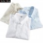 Brother Wang Brand 2018 Summer New Men Cotton Linen Shirt Fashion Casual Short-sleeved Pure Color Shirt White Beige Light Blue