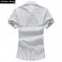 Brother Wang Men's Casual Thin Striped Shirt Summer New Male Slim Business Fashion Short Sleeve Shirt Large Size Brand 6XL 7XL