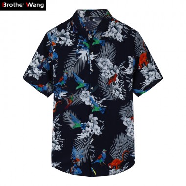 2018 Summer Men's New Hawaiian Shirt Fashion Casual Print Floral Shirt Short-sleeved Shirt Brand Clothes Plus Size 5XL 6XL 7XL