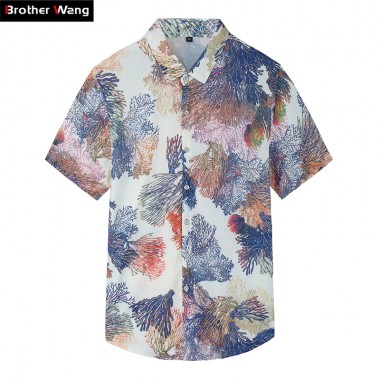 2018 Summer Men's New Hawaiian Shirt Fashion Casual Short-sleeved Shirt Flower Shirt Brand Clothes Plus Size 5XL 6XL 7XL