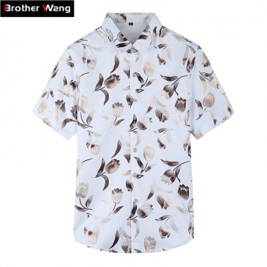 2018 Summer New Men's Flower Shirt Fashion Casual Hawaiian Shirt Male Slim Floral Shirt Plus Size 5XL 6XL 7XL Brand Clothes