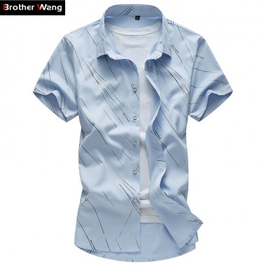 2017 Summer New Men's Shirt Large Size Male Fashion Casual Print Short Sleeve Shirt Brand Men's Clothing 5XL 6XL 7XL