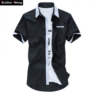 2017 Men's Shirt Thin Section Solid Color Casual Slim Fit Short-sleeved Shirt Plus Size 5XL 6XL 7XL Brand Male Business Shirt