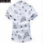 Summer New Men's Linen Shirt 2017 Fashion Casual Male Short Sleeve Flower Shirt Large Size Brand Men's Clothing 5XL 6XL 7XL