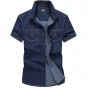 2017 new free shipping brand summer dress men's short sleeve demin shirt plus size M -5XL 60hfx