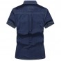 Hot ! 2017 New Men Jeans Shirts Summer Cotton Water Washing Male Tops Short Sleeve Flower Print Denim shirt For Men  60hfx