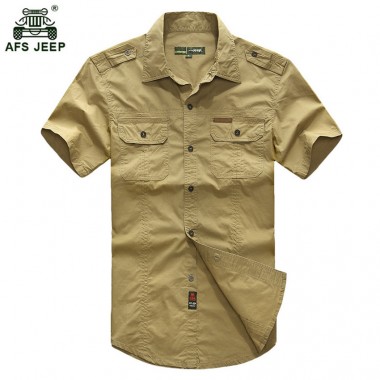 Free shipping High Quality Brand Cotton Casual Shirts Male solid Short Sleeve Men Shirt Military Breathable Loose 60hfx