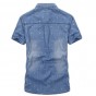 Free shipping Men Jeans Shirt Cotton Thin Short Sleeve Denim Shirts Men's Single Breasted Patchwork  Chemise Homme 62hfx