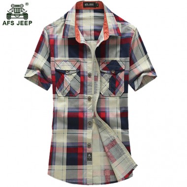 Free shipping Summer Style Plaid Men Short Sleeve Shirt Men's Slim Fit Casuals Shirts  Down Collar camisa masculina 58hfx
