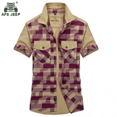 Free shipping New Arrival Men Shirt Plaid Casual Cotton  Shirt Short Sleeve Chemise Homme Slim Fit  Summer Shirts Men 58hfx