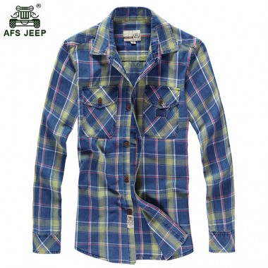 Free shipping New 2017 Summer long sleeve men's Plaid casual shirts fashion turn down collar slim fit male's top 82hfx