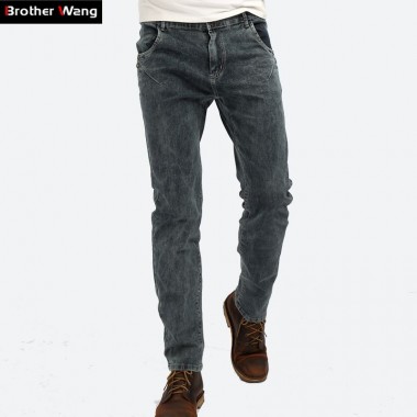 Brother Wang 2018 New Stretch Skinny Jeans Men Fashion Casual Gray Slim Jeans for Male Brand Pants D605