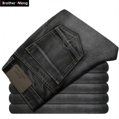 2018 New Men's Jeans High Quality Dark Gray Male Fashion Leisure Slim Jeans Brand Men's Clothing