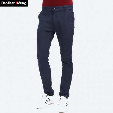 Brother Wang Casual Pants Men 2018 New Solid Color Business Casual Slim Fashion Elasticity Pants Male Brand Clothes