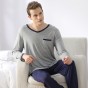 QIANXIU men pajamas modal cotton simple Long-sleeved pants pyjamas man large size Can wear outside male sleepwear mens pyjama