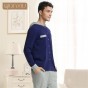 Qianxiu Top Brand 2018 spring and summer Men knit pajamas Long Sleeve hooded Pijama Sets Men comfortable Pyjamas home wear modal