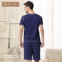 Qianxiu 2018 summer new Cotton Pajama Sets For Men Simple and comfortable Knitted Short Sleeve Lounge Wear Casual Homewear