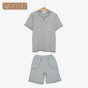 Qianxiu 2018 summer new Cotton Pajama Sets For Men Simple and comfortable Knitted Short Sleeve Lounge Wear Casual Homewear