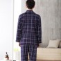 Classic Lattice men pajamas pure cotton long sleeve Homewear male breathable comfort pyjamas man turn-down collar sleepwear